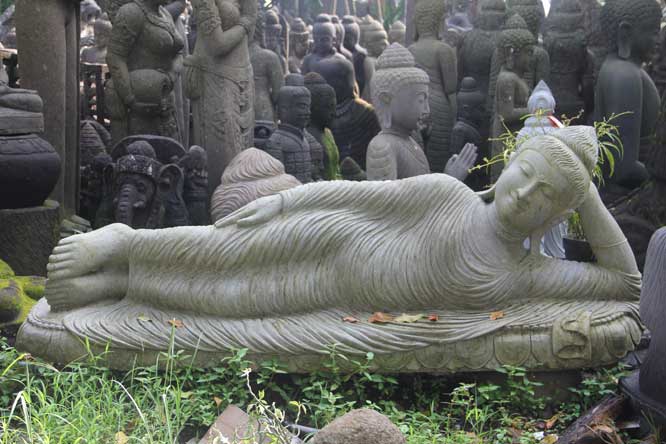 Reclining Buddha Statue Wearing Ornate Robes 87"